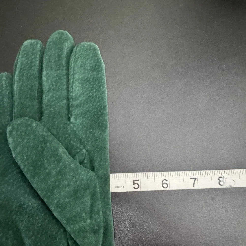 Vintage Fownes Suede Gloves Women XL Forest Green Fleece Line Leather Thinsulate